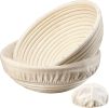 Banneton Bread Proofing Basket - 9 inch Banneton Basket Set of 2 Sourdough Proofing Basket Round Proofing Bowls Handmade Rattan Baskets and Liners