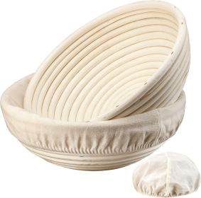 Banneton Bread Proofing Basket - 9 inch Banneton Basket Set of 2 Sourdough Proofing Basket Round Proofing Bowls Handmade Rattan Baskets and Liners